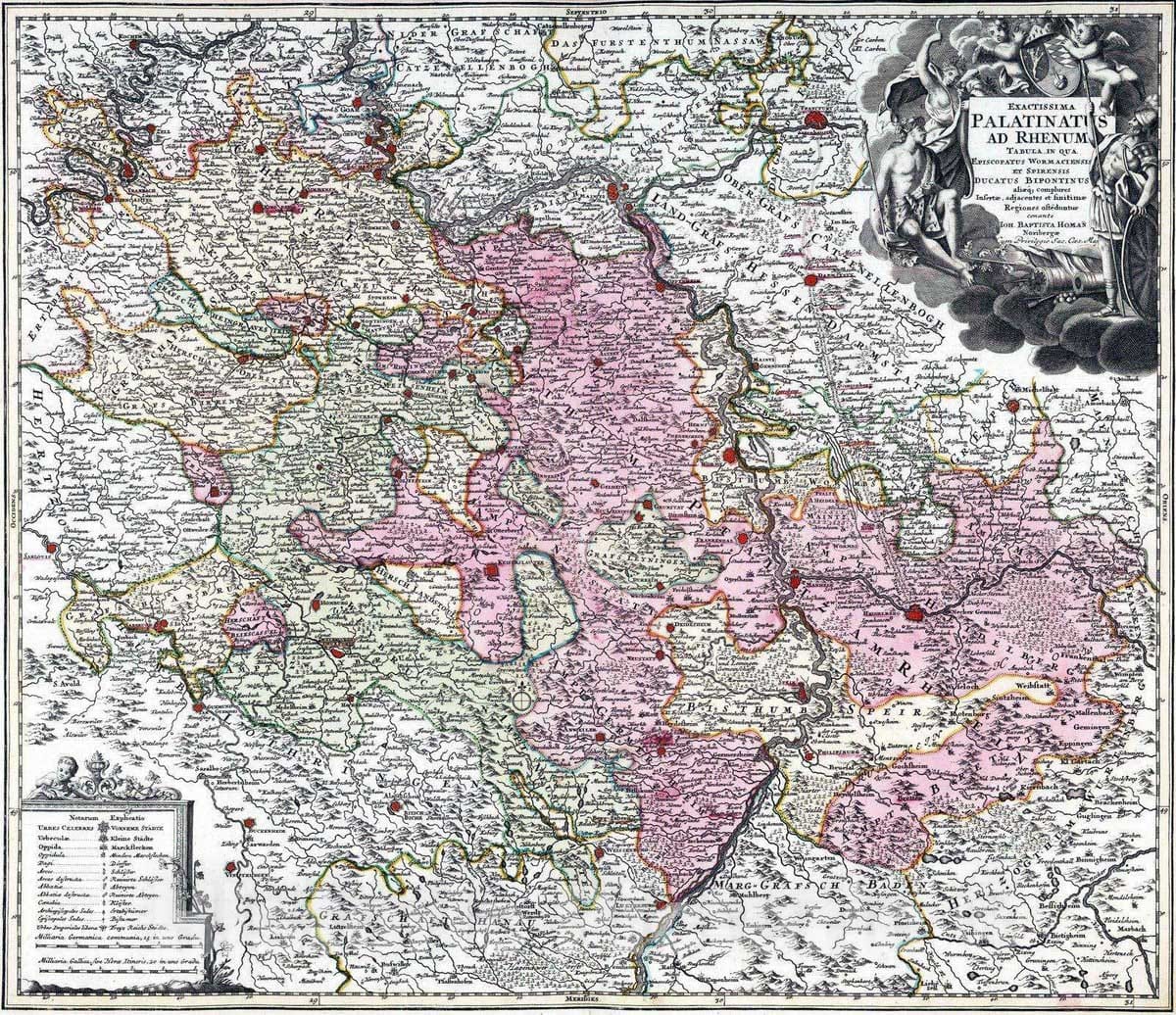 Historic Map : Germany, 1788 Palatinatus ad Rhenum. , Vintage Wall Art