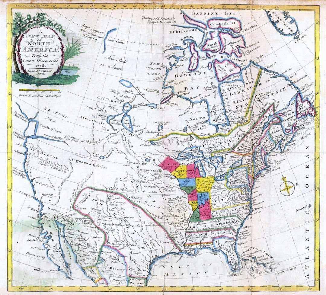 Historic Map : Exploration Book - 1781 New Map of North America. - Vintage Wall Art