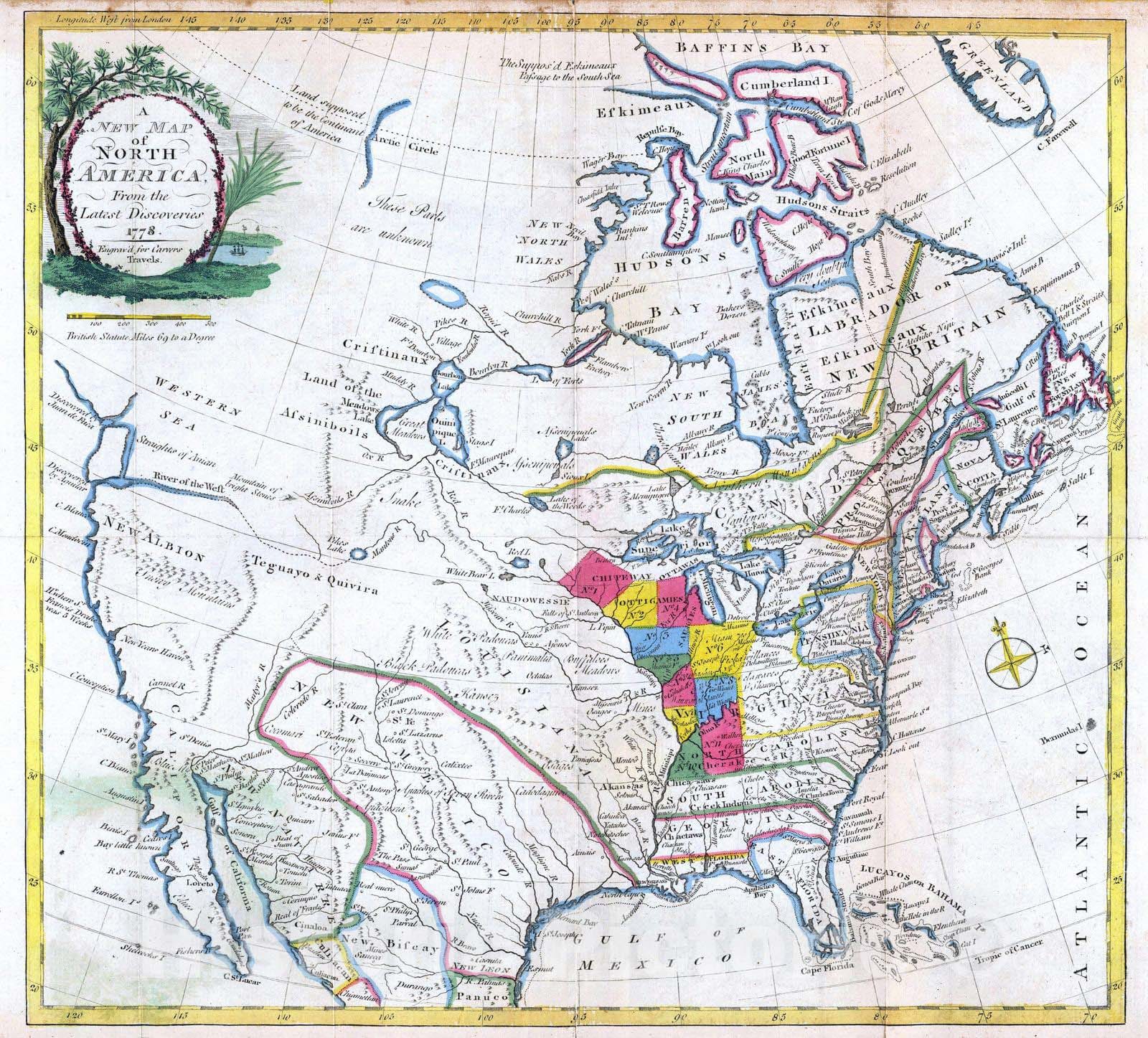 Historic Map : Exploration Book - 1781 New Map of North America. - Vintage Wall Art