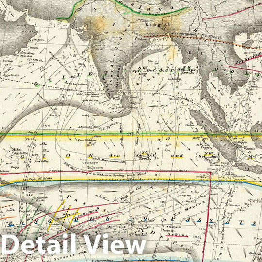 Historic Map : Australia; Indonesia, , Indian Ocean 1840 Physikalische Karte vom Indischen Meere. , Vintage Wall Art