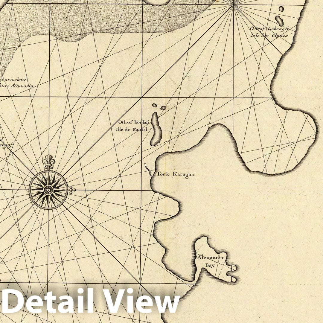 Historic Map : Caspian Sea, Asia 1721 Mer Caspienne, carte marine (northern sheet) , Vintage Wall Art