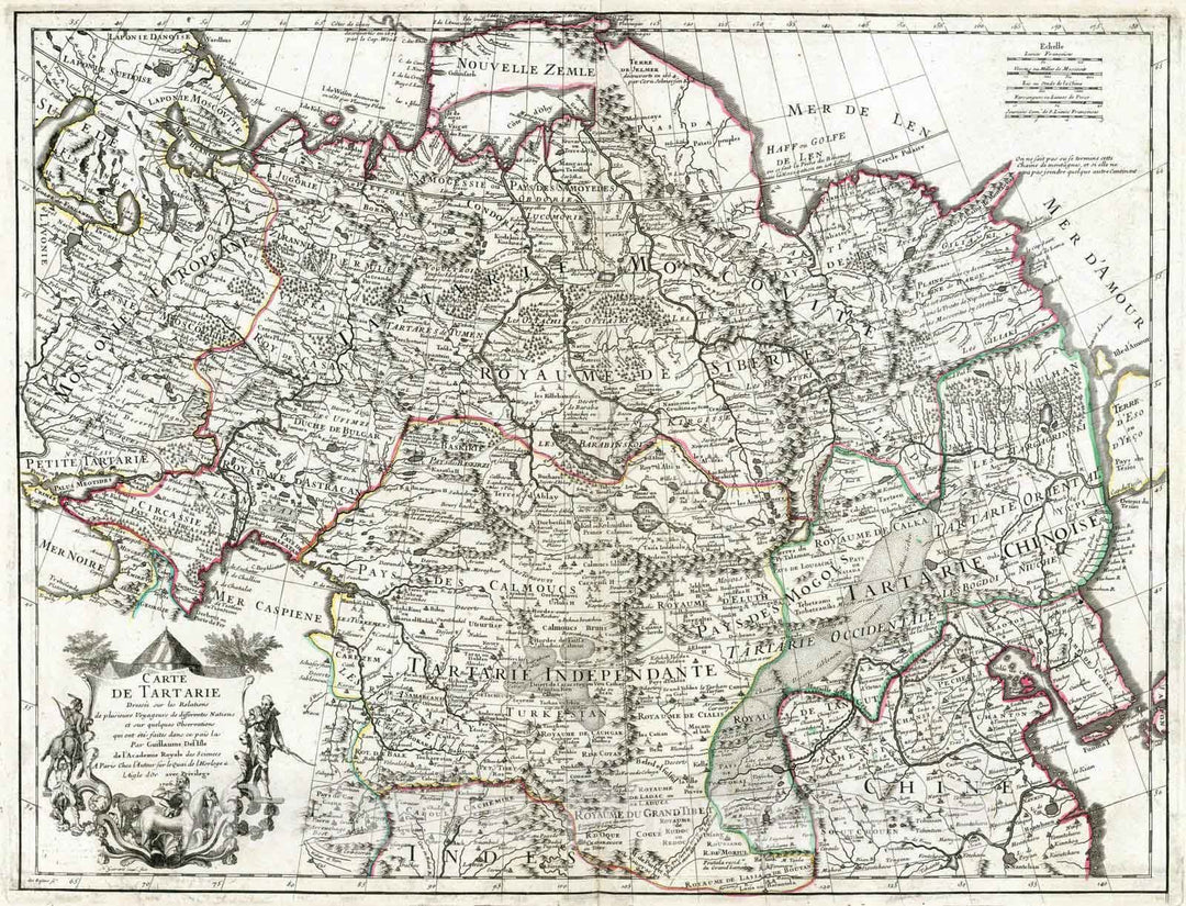 Historic Map : China; Russia, , Asia 1706 Carte de Tartarie. , Vintage Wall Art