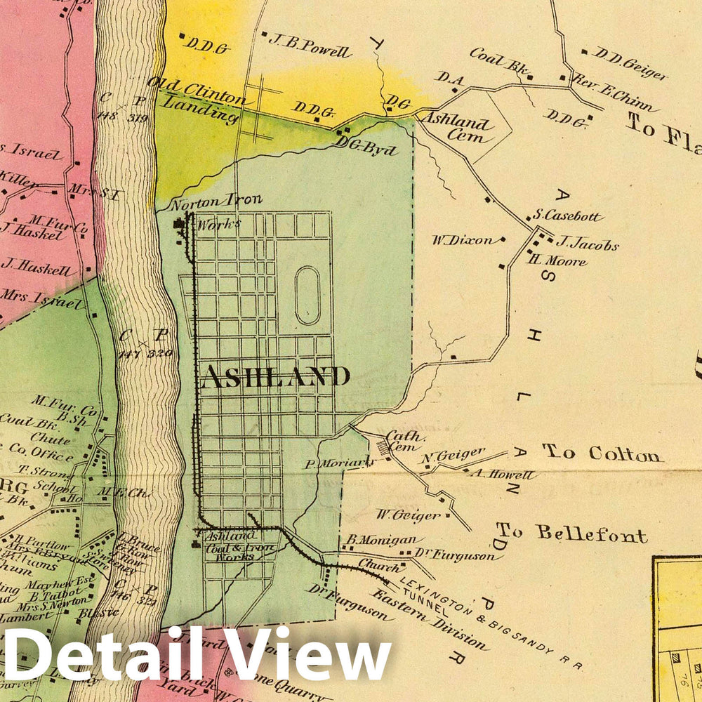 Historic Map : 1877 Upper Ohio River and Valley part XVII, (with) South Point, Ohio, Russell, Arigo City, Sandy City, Hampton City, Ky. v2