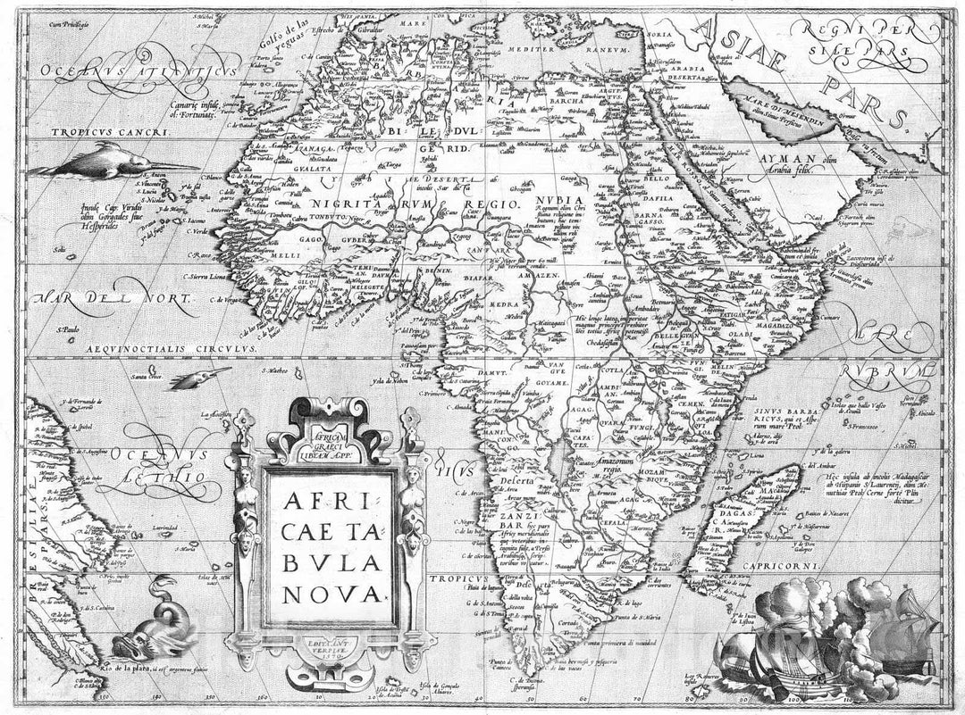 Historic Map : 1570 (4) Africae Tabula Nova. - Vintage Wall Art