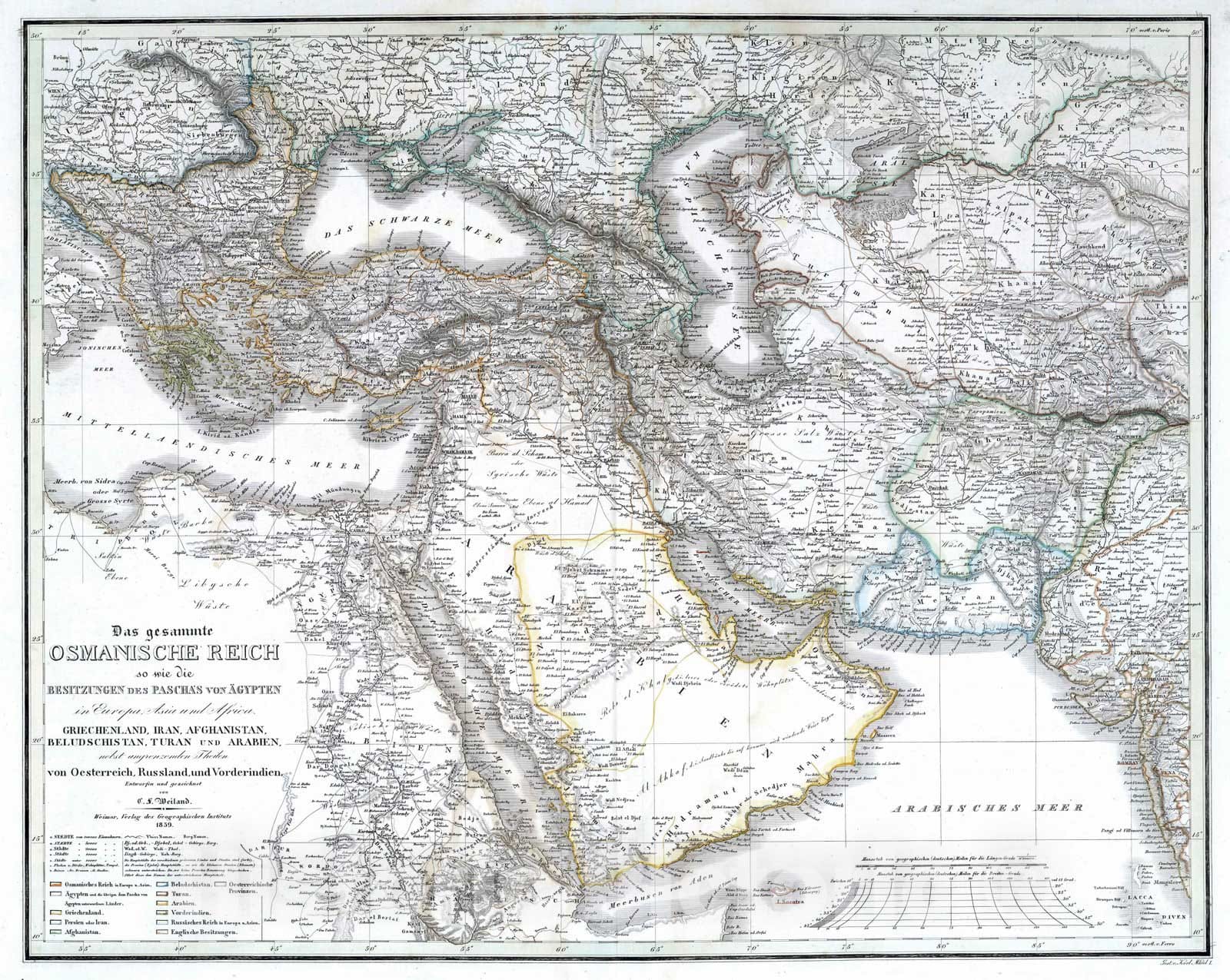 Historic Map : 1839 Ottoman Empire as the Possessions of the Pasha of Egypt. - Vintage Wall Art