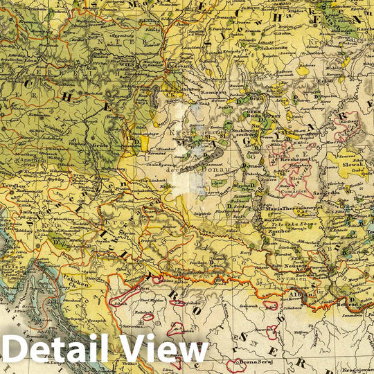 Historic Map : Austria; Italy, 1846 Ethnographische Karte der Osterreichischen Monarchie. , Vintage Wall Art