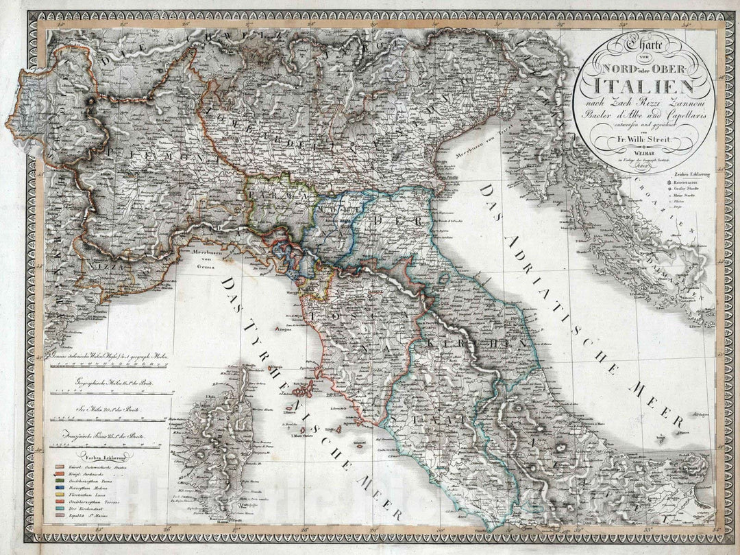 Historic Map : 1818 XXIII. Northern Italy. - Vintage Wall Art