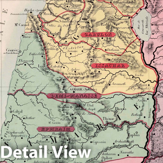 Historic Map : Palestime , Jerusalem (Israel), Holy Land 1876 Nouvelle Carte de la Palestine ou Terre-Sainte a L'Usage de Ecoles Primaires. , Vintage Wall Art