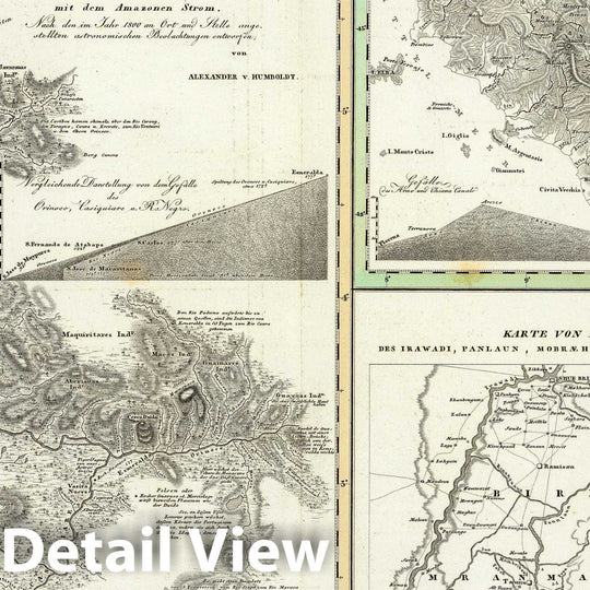 Historic Map : 1839 Ubersicht der bekannteren Gabeltheilungen des Stromenden Wassers. - Vintage Wall Art