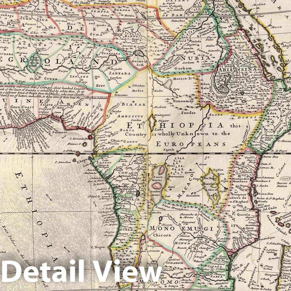 Historic Map : 1732 Africa. - Vintage Wall Art