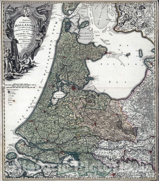 Historic Map : Netherlands, 1788 Tabula Comitatus Hollandiae. , Vintage Wall Art