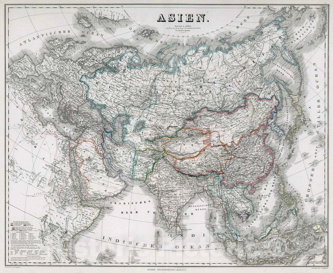 Historic Map : 1875 Asien. (Asia.) - Vintage Wall Art