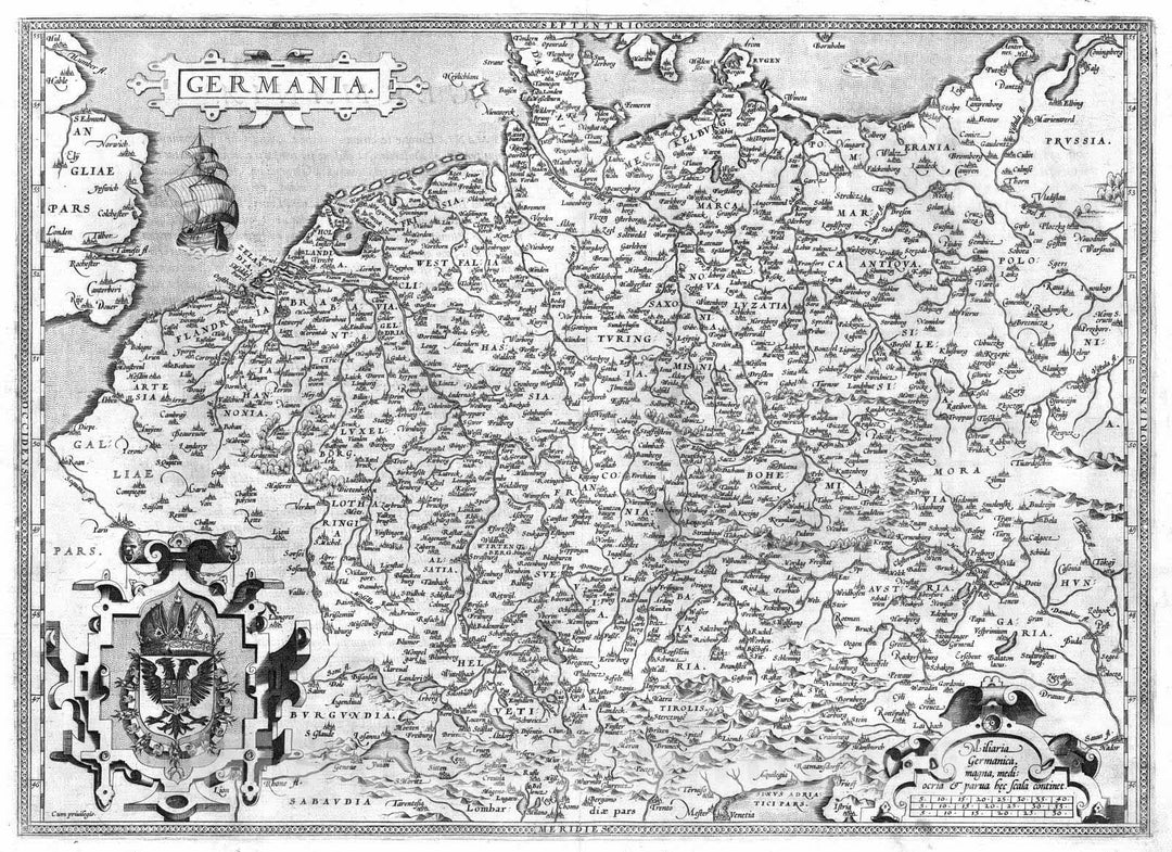 Historic Map : Germany, 1570 (13) Germania. , Vintage Wall Art