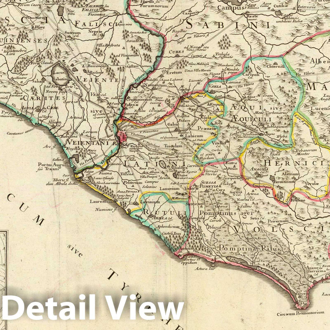 Historic Map : Italy , Rome (Italy), 1711 Regionum Italiae mediarum Tabula geographica. , Vintage Wall Art