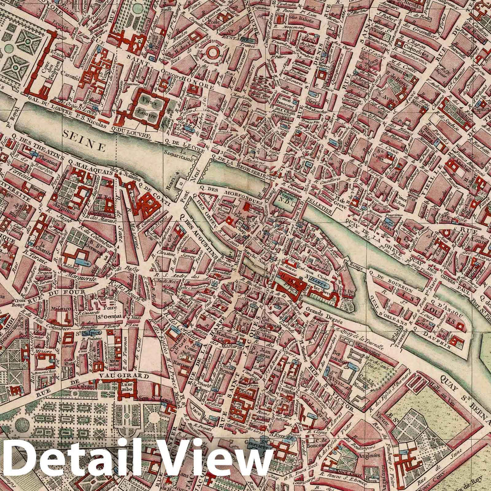 Historic Map : France , Paris (France), Europe 1778 Plan routier de la ville et faubroug de Paris 1778 , Vintage Wall Art