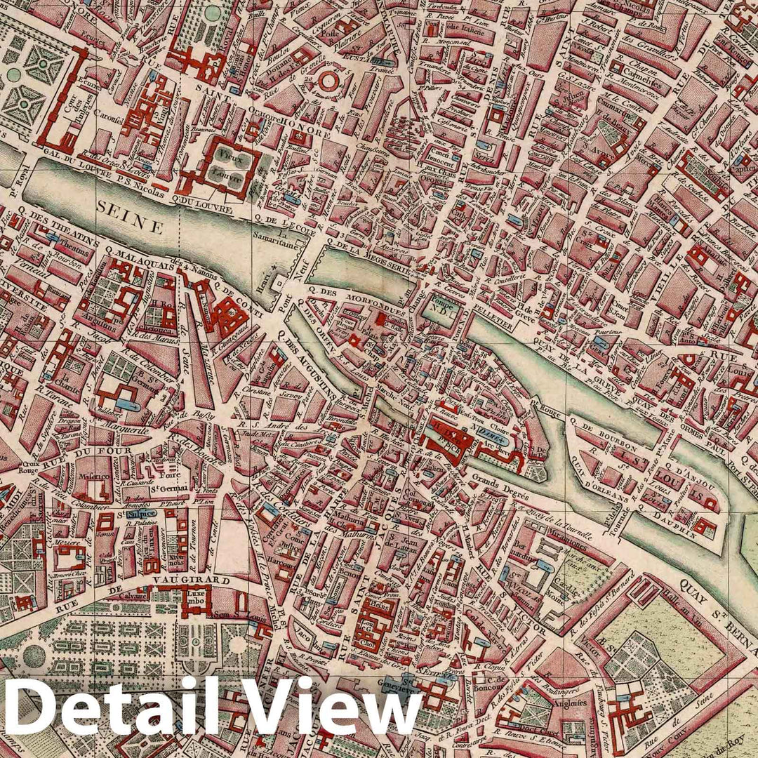 Historic Map : France , Paris (France), Europe 1778 Plan routier de la ville et faubroug de Paris 1778 , Vintage Wall Art