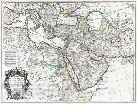 Historic Map : Sweden; Turkey, , Asia; Eastern Hemisphere 1702 Turquie, Arabie, Perse. , Vintage Wall Art