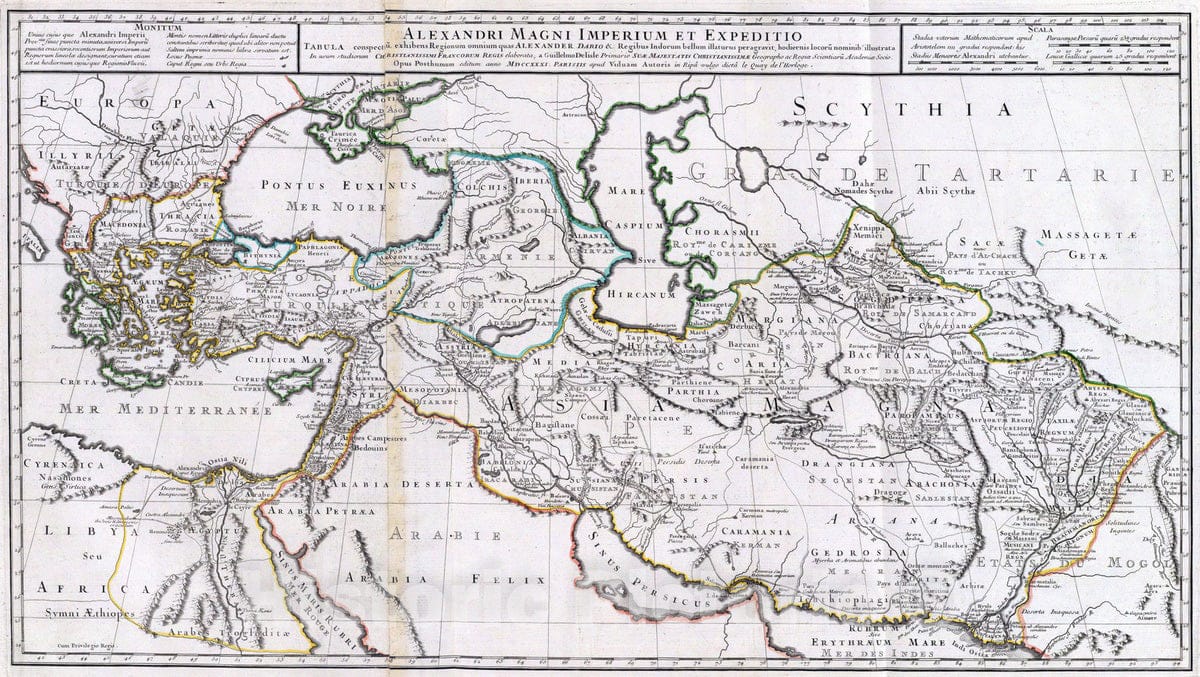 Historic Map : Greece; Turkey, , Eastern Hemisphere 1731 Alexandri Magni Imperium et Expeditio. , Vintage Wall Art