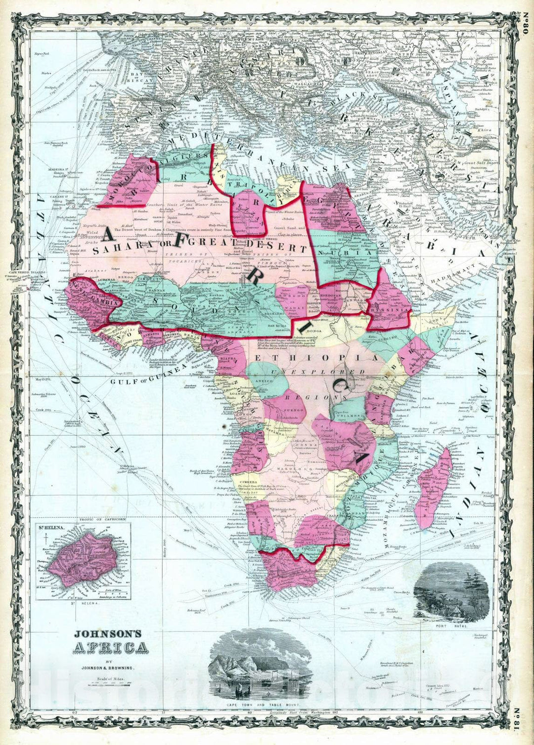 Historic Map : 1860 Africa. - Vintage Wall Art