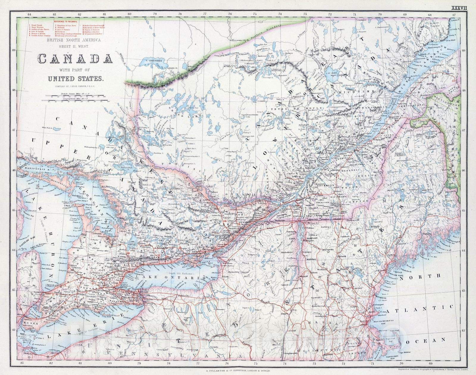 Historic Wall Map : 1872 British North America. Sheet II, West. - Vintage Wall Art