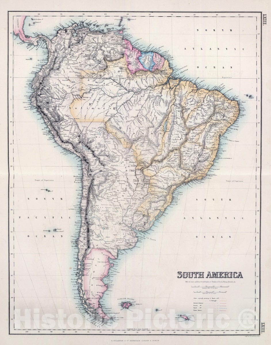 Historic Map : 1872 South America. - Vintage Wall Art