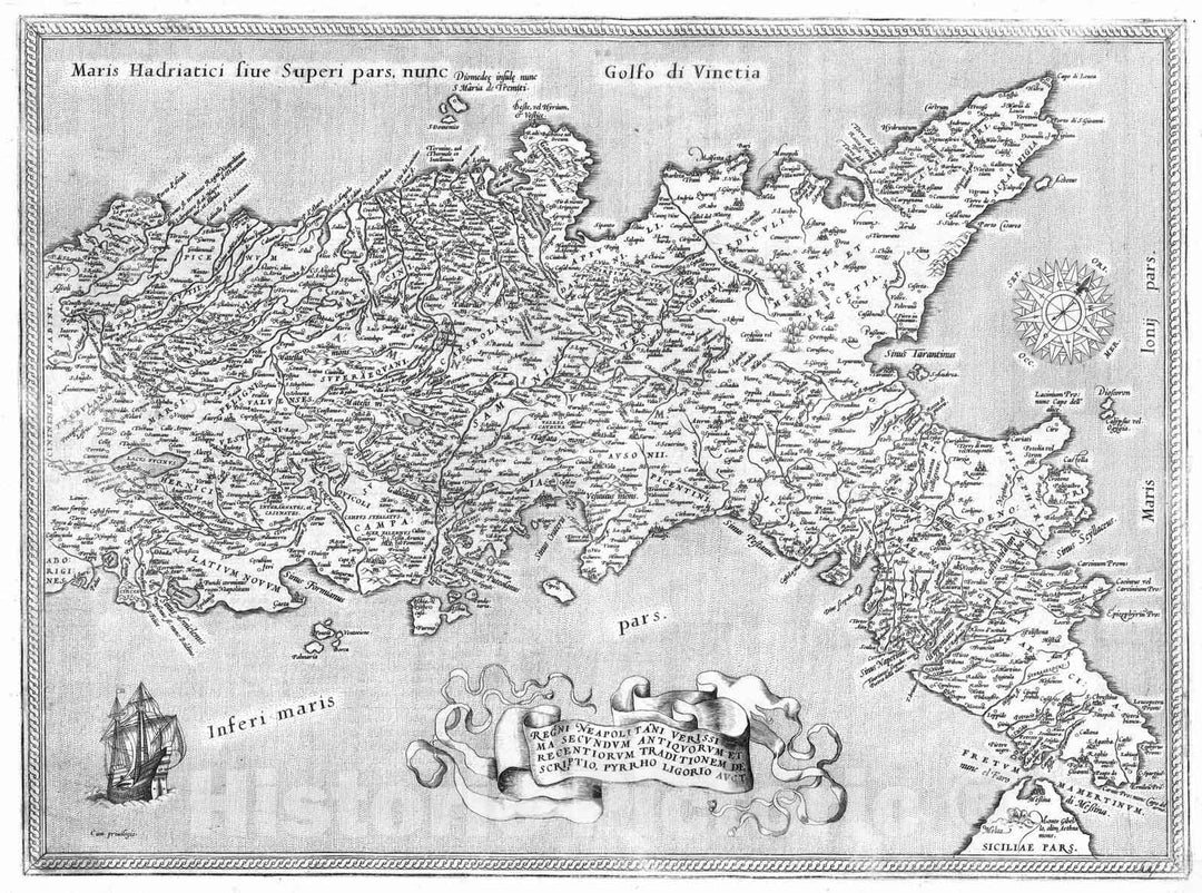 Historic Map : Italy , Naples (Italy), Southern 1570 (37) Regni Neapolitani. , Vintage Wall Art