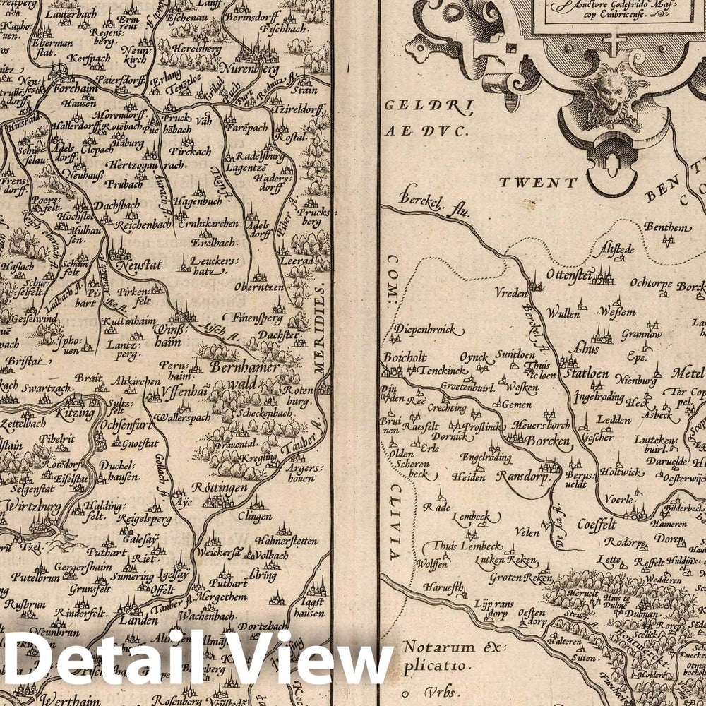 Historic Map : Germany, 1570 (24) Franciae Orientalis (with) Monasteriensis Et Osnaburgensis. , Vintage Wall Art