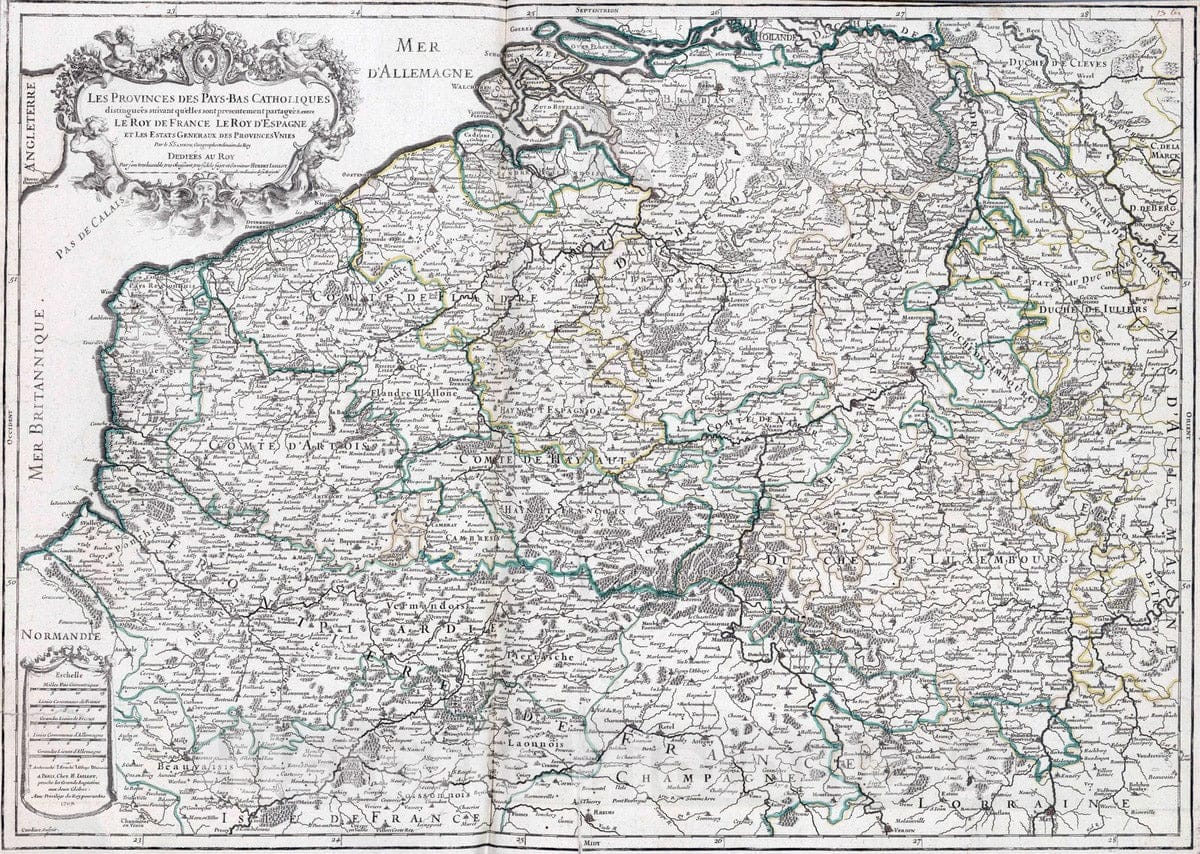 Historic Map : Netherlands, 1804 Les Provinces des Pay-Bas Catholiques. , Vintage Wall Art