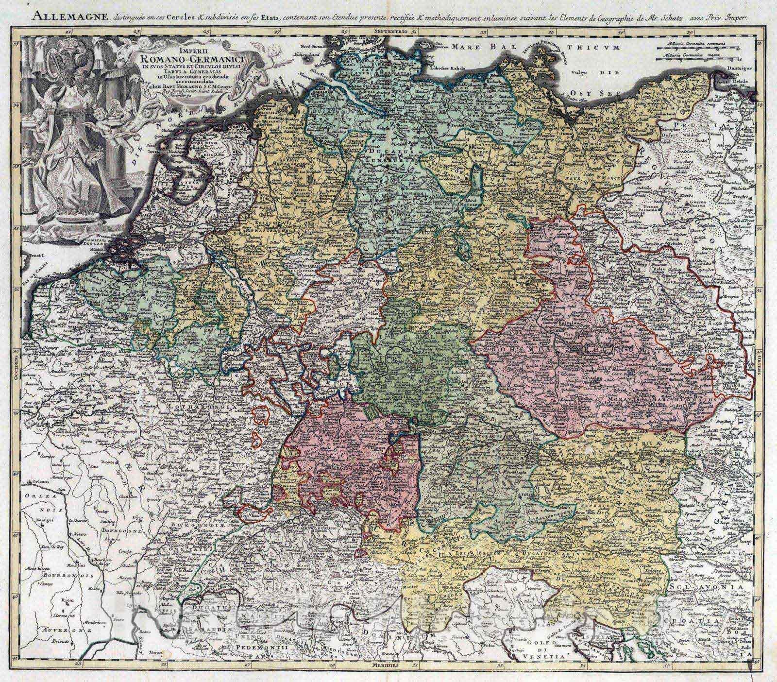 Historic Map : Germany, 1752 Imperii Romano-Germanici. , Vintage Wall Art