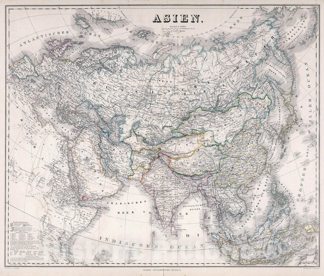 Historic Map : 1879 Asien. (Asia.) - Vintage Wall Art