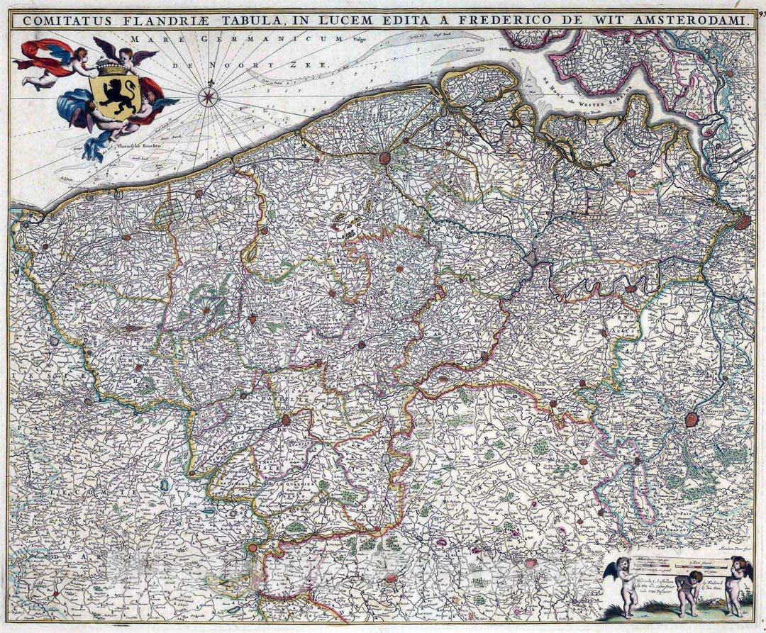 Historic Map : Flanders (Netherlands) 1682 Comitatus Flanderie Tabula in Lucem Edita. , Vintage Wall Art