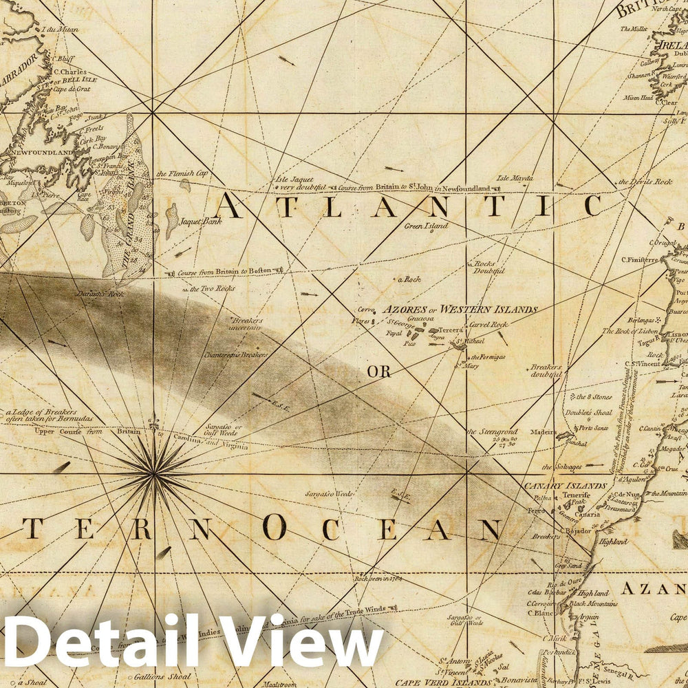 Historic Map : 1787 The Atlantic Ocean. - Vintage Wall Art