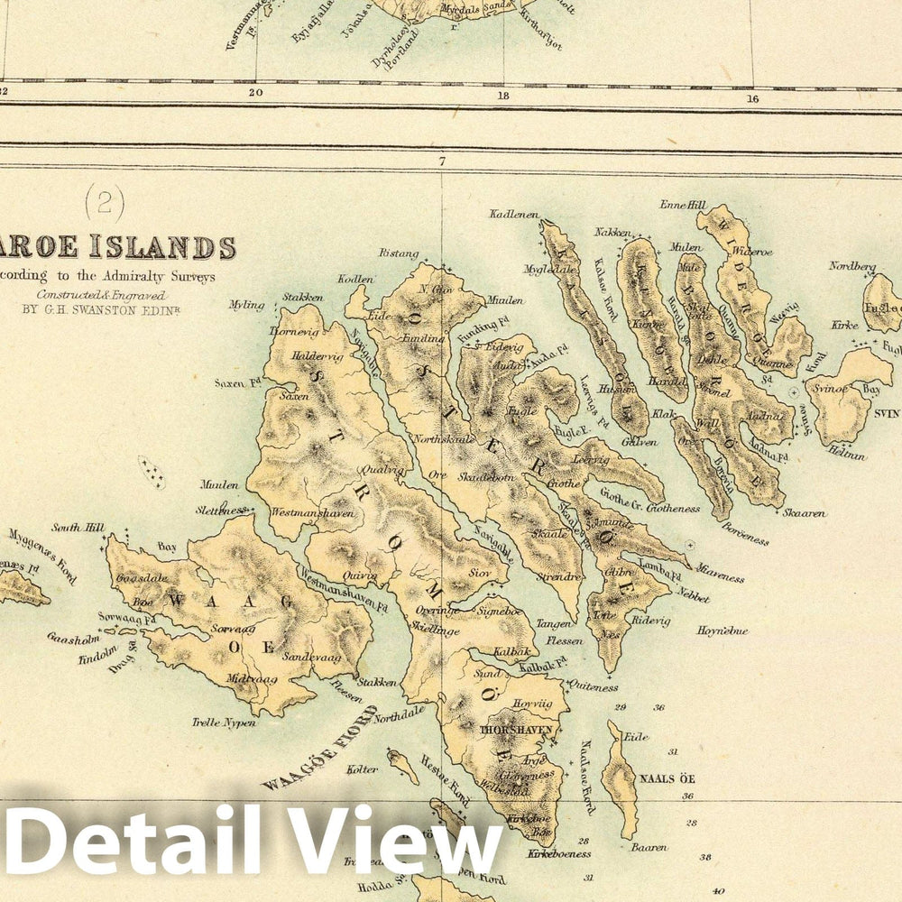 Historic Map : 1872 Danish Islands in the North Atlantic Ocean. - Vintage Wall Art