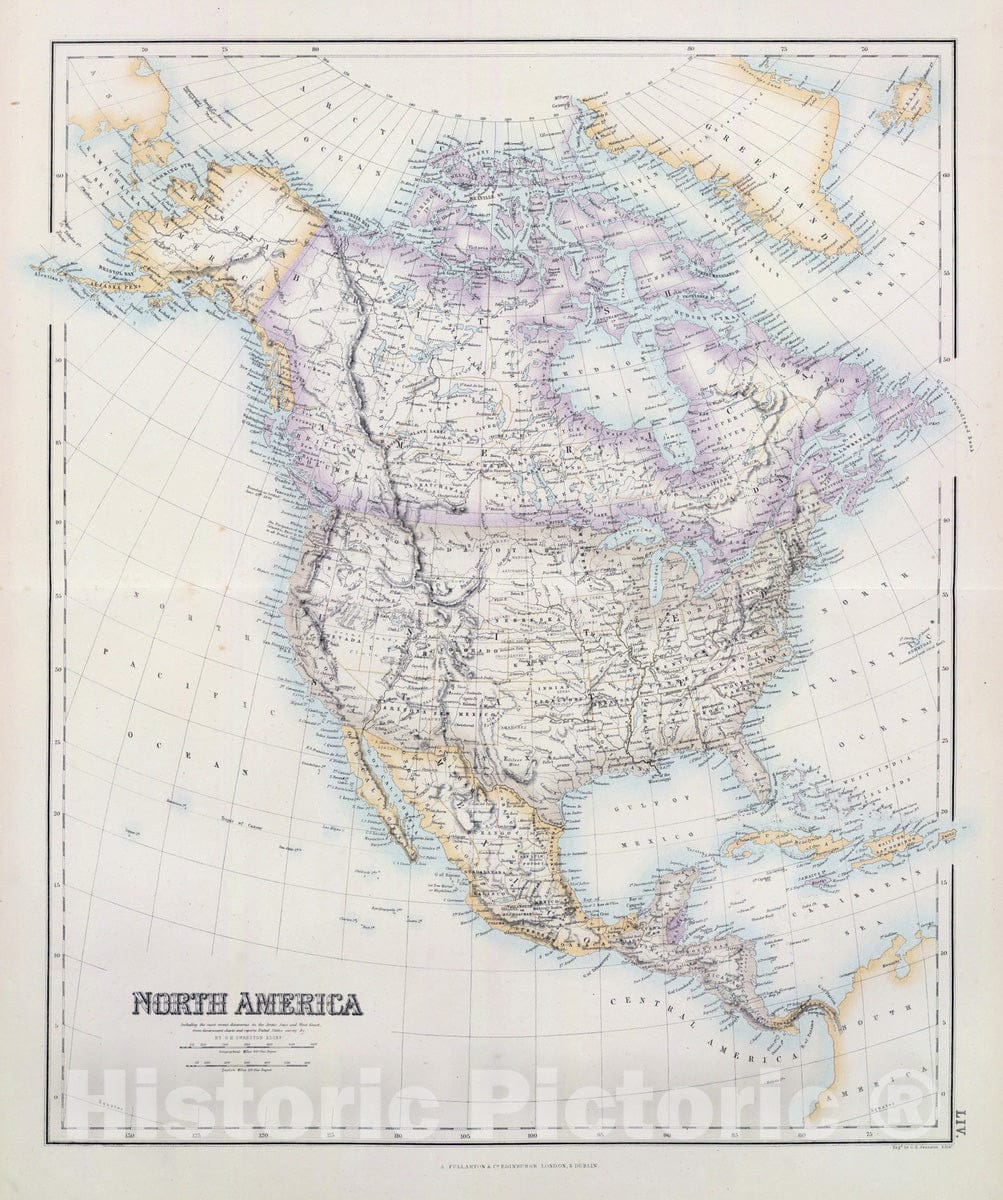 Historic Wall Map : 1872 North America. - Vintage Wall Art