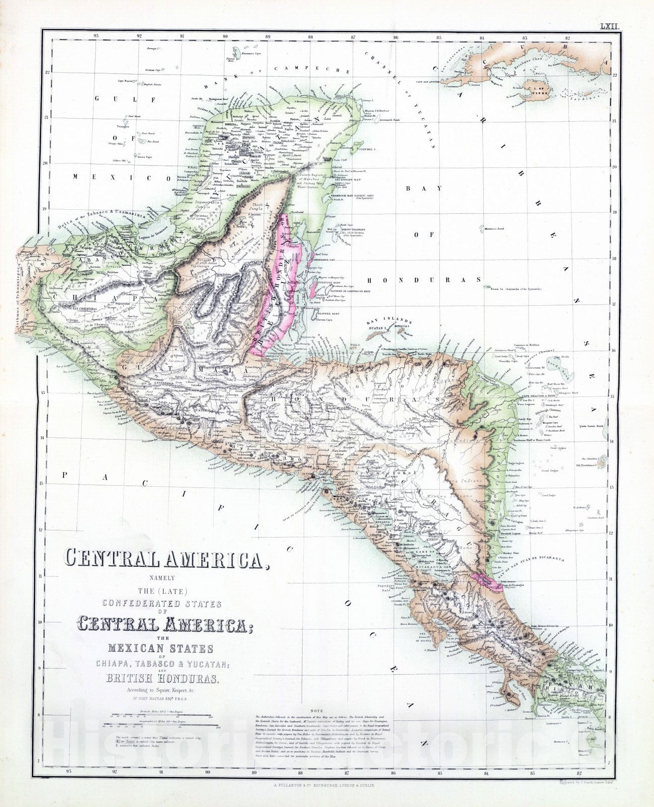 Historic Map : 1872 Central America. - Vintage Wall Art