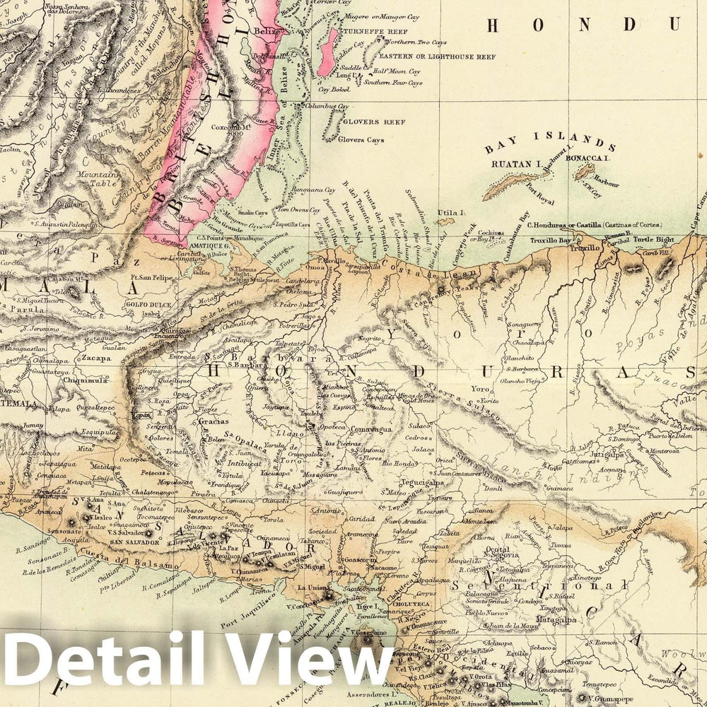 Historic Map : 1872 Central America. - Vintage Wall Art