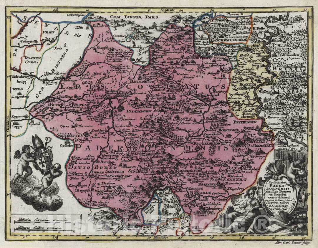 Historic Map : Germany, 1744 Episcopatus Paderbornensis , Vintage Wall Art