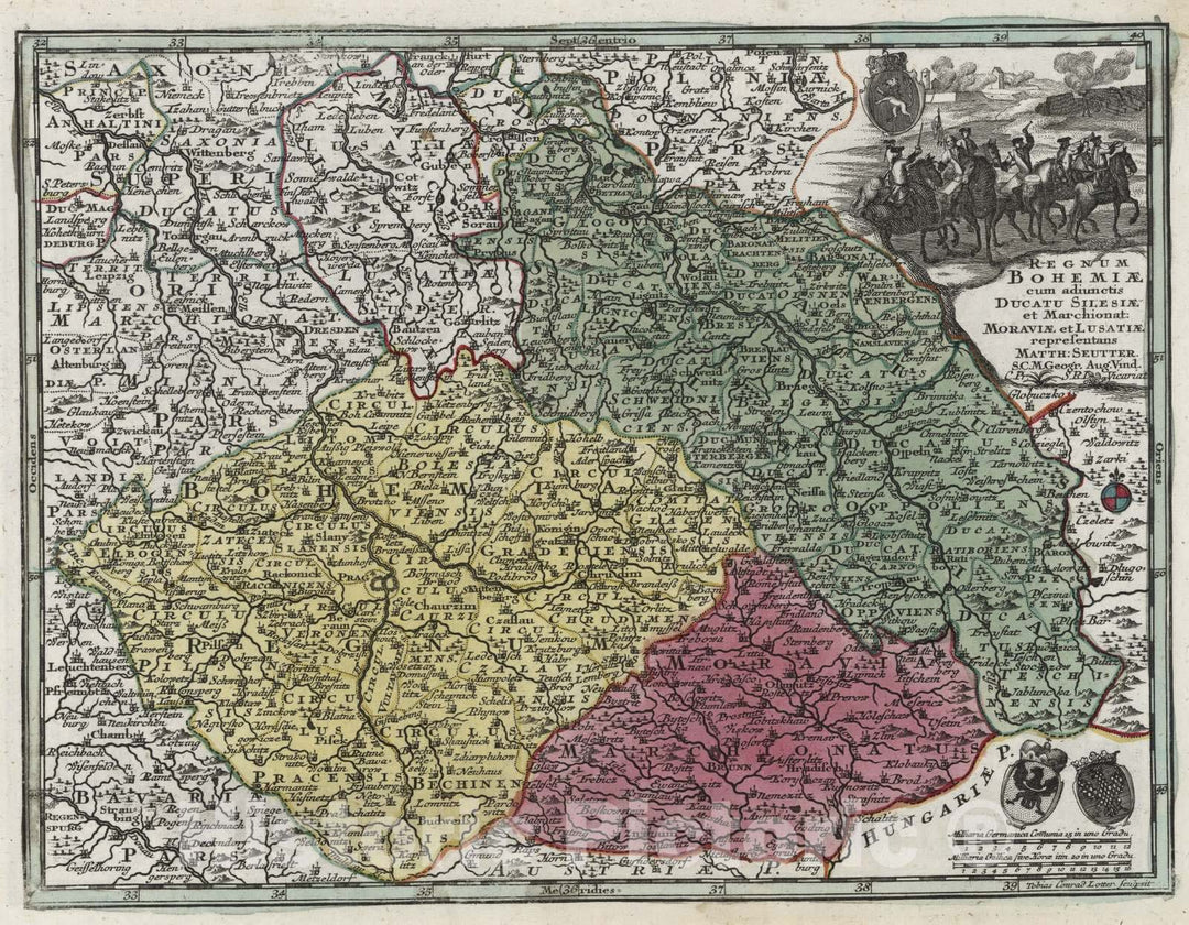 Historic Map : Czech Republic, 1744 Regnum Bohemiae , Vintage Wall Art