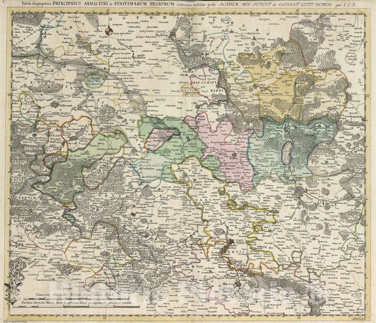 Historic Map : Germany, , Europe 1753 Tabula geographica principatus Anhaltini et Finitimarum regionum , Vintage Wall Art