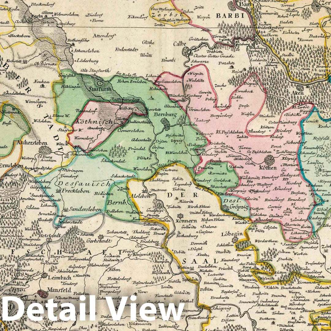 Historic Map : Germany, , Europe 1753 Tabula geographica principatus Anhaltini et Finitimarum regionum , Vintage Wall Art