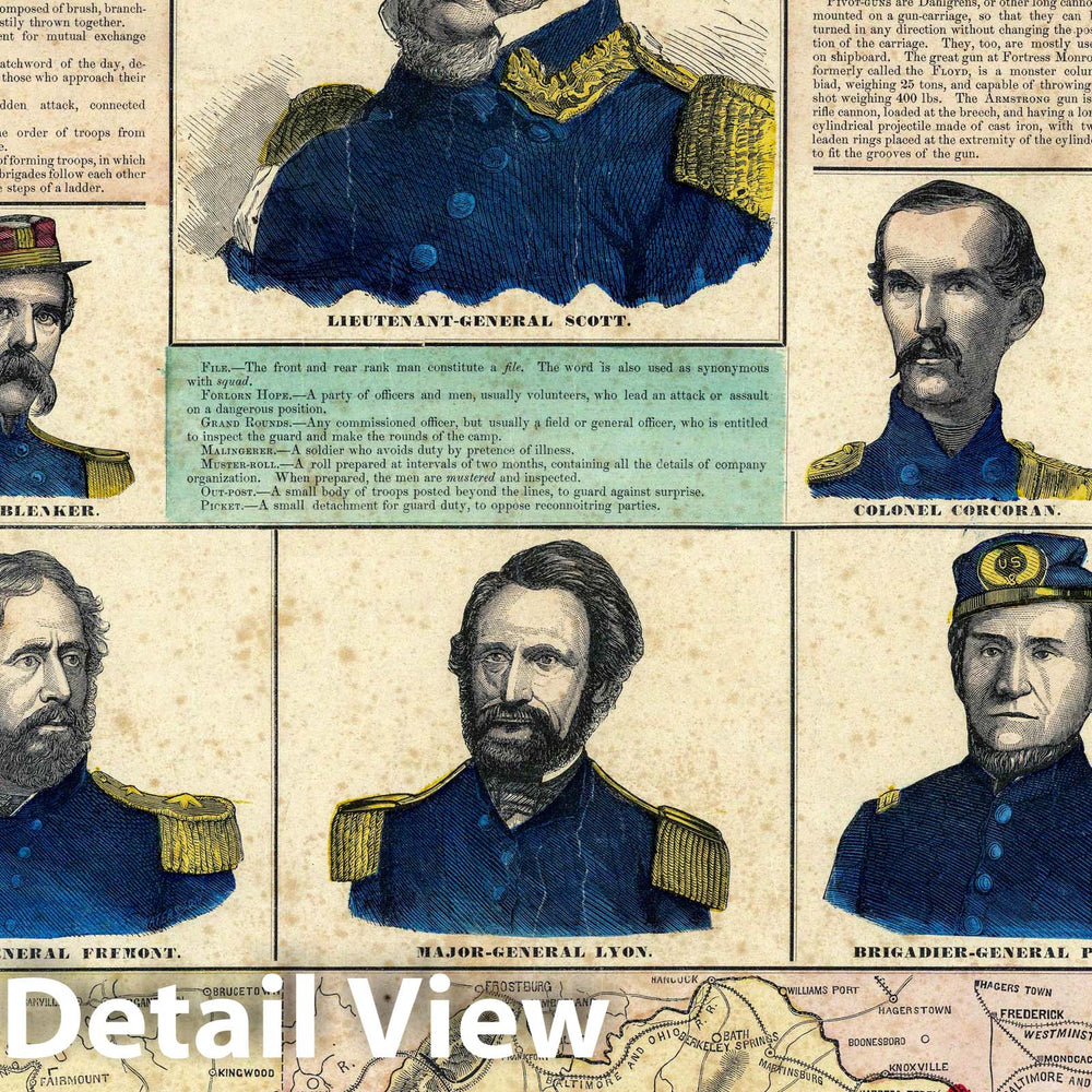 Historic Map : Broadside - 1861 Military Portraits. - Vintage Wall Art