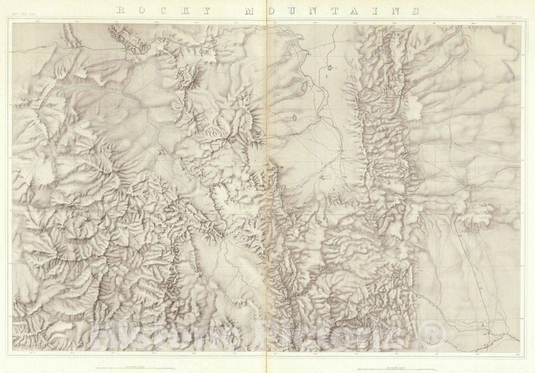 Historic Map : Geologic Atlas - 1876 Rocky Mountains. (Topographical) - Vintage Wall Art