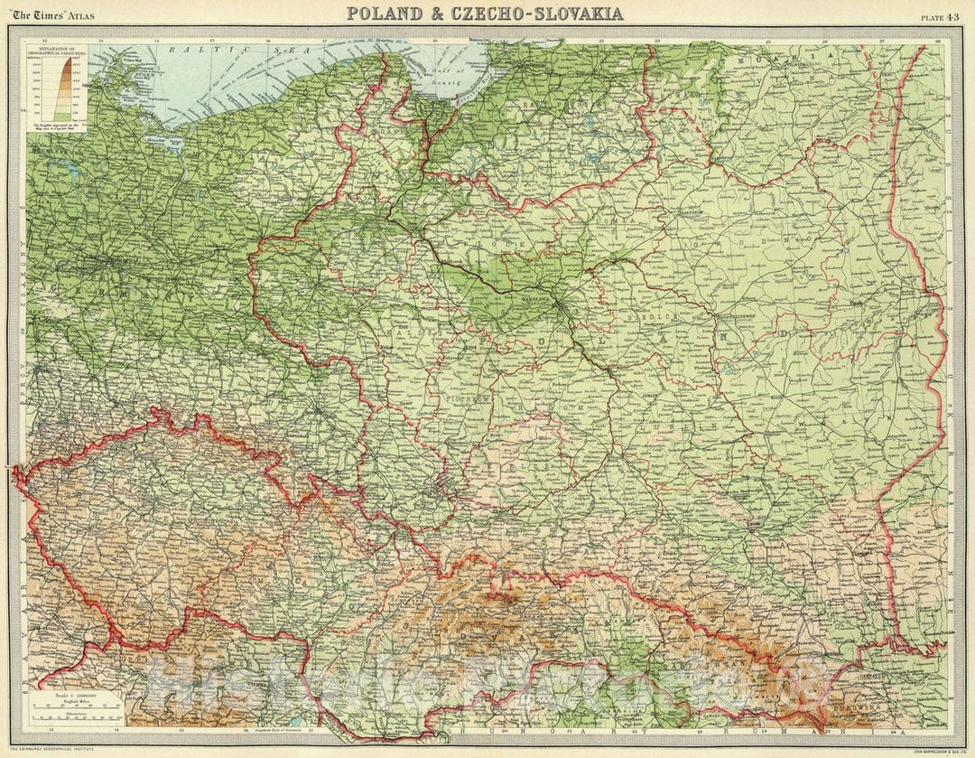 Historic Map : 1922 Poland & Czecho-Slovakia. - Vintage Wall Art