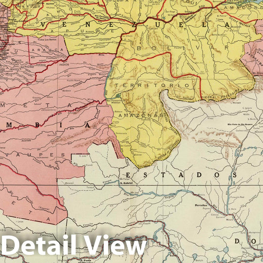 Historic Wall Map : National Atlas - 1924 South America (NW Part) - Vintage Wall Art