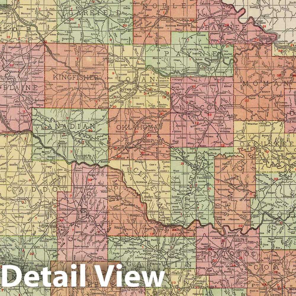 Historic Map : 1907 Oklahoma : Vintage Wall Art