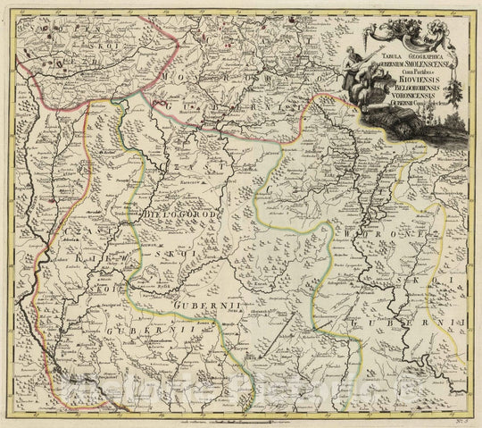 Historic Map : Russian Federation; Russia; Ukraine, Belgrade Region (Serbia) 1745 Tabula Geographica Gubernium Smolenscense , Vintage Wall Art