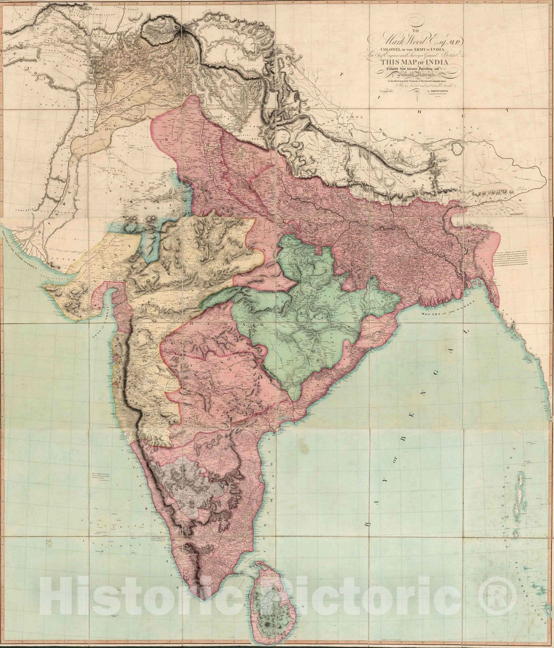 Historic Map : Case Map - 1804 Composite: Map of India. - Vintage Wall Art