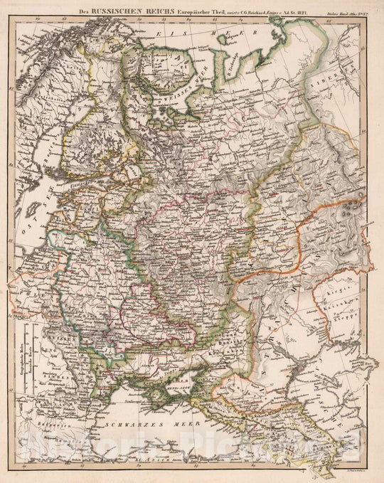 Historic Map : Russia, Eastern Europe 1821 Des Russischen Reichs Europaischer Theil , Vintage Wall Art