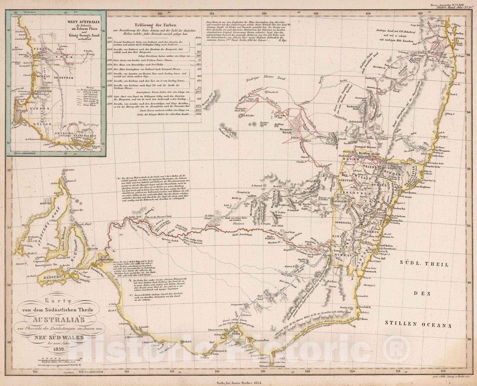 Historic Map : Australia, New South Wales 1834 Karte von dem Sudostlichen theile Austalia , Vintage Wall Art