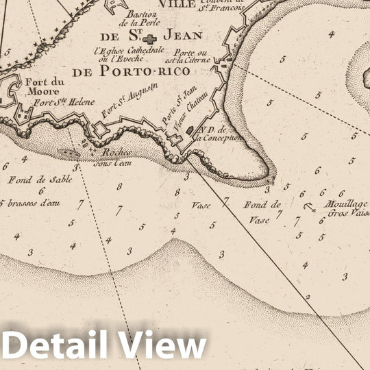 Historic Map : Puerto Rico , San Juan (P.R.), West Indies 1764 Port et ville de Porto-rico dans I'isle de ce nom. , Vintage Wall Art